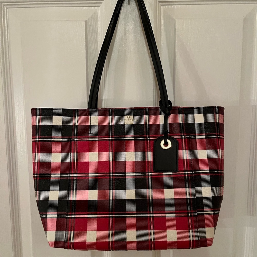kate spade Red Black White Plaid Tote